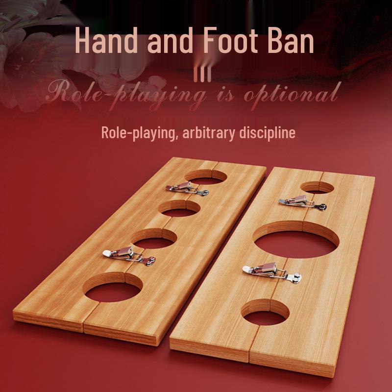 Long Love SM Wooden Gag & Handcuffs: Retro Erotic Bondage Restraints & Foot Cuffs