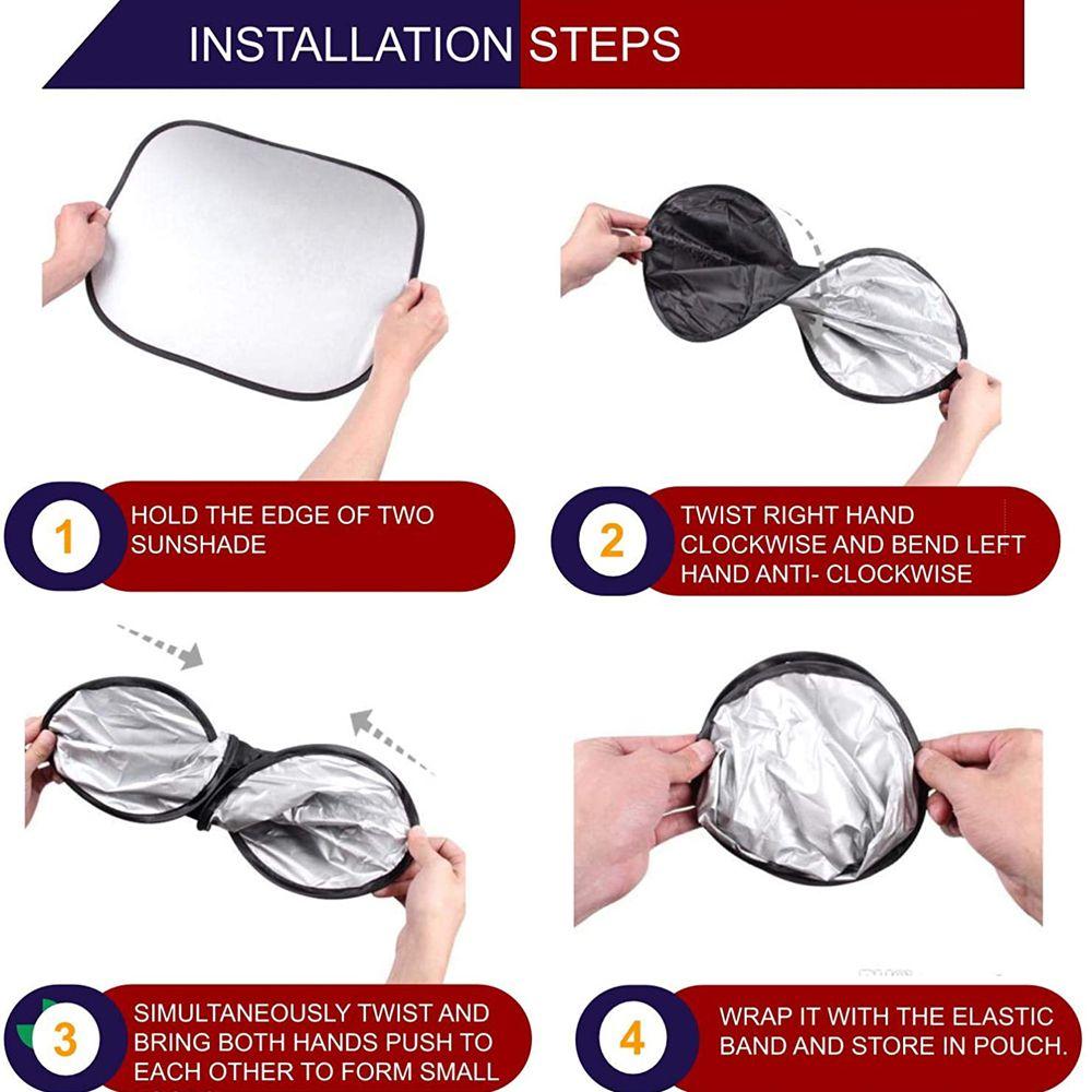 Foldable Sunscreen Curtain Car Sun Shade Reflective Fabric Windshield Sun Shade Silver Reflective