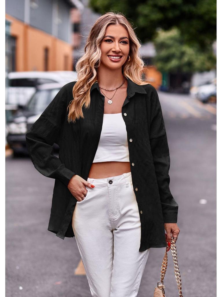 2024 Women's Elegant Bubble Grid Long Sleeve Casual Shirt