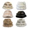 Women Fisherman Hat Imitation Rabbit Fur Decor Autumn Winter Windproof Warm Dome Soft Knitting Basin