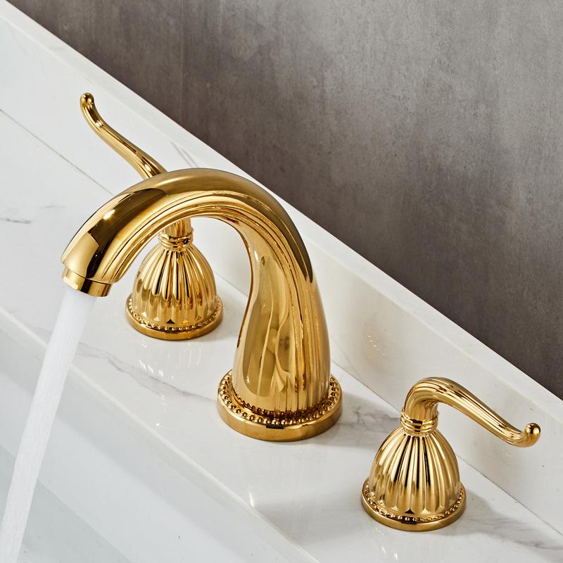 Antique Brass Basin Faucets Classic Bathroom Sink Faucet Double Cross Handle 3 Holes Bathbasin Counter Gold Mixers Taps Black