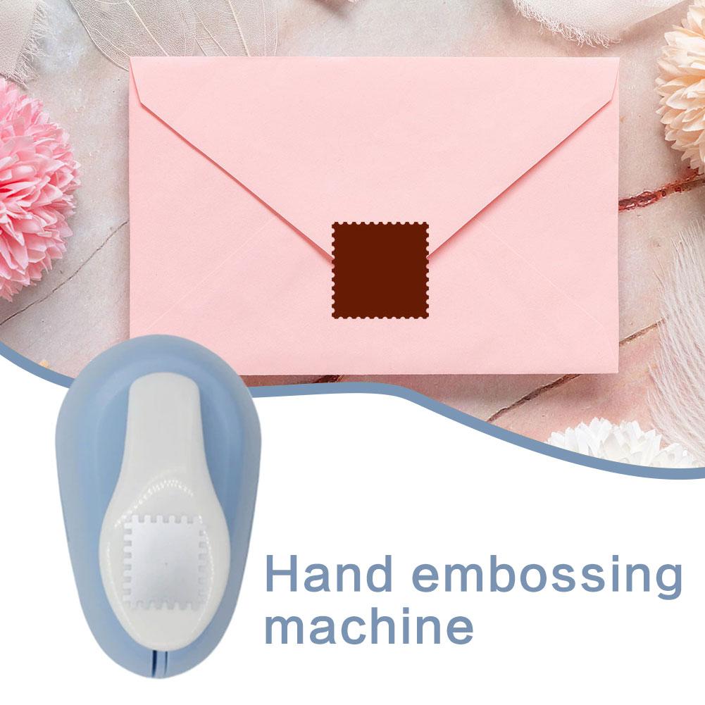 1 pieza Nuevo perforador de manualidades con forma de sello, máquina de repujado, fácil de presionar, agujero redondo, perforador de borde dentado para hacer sellos