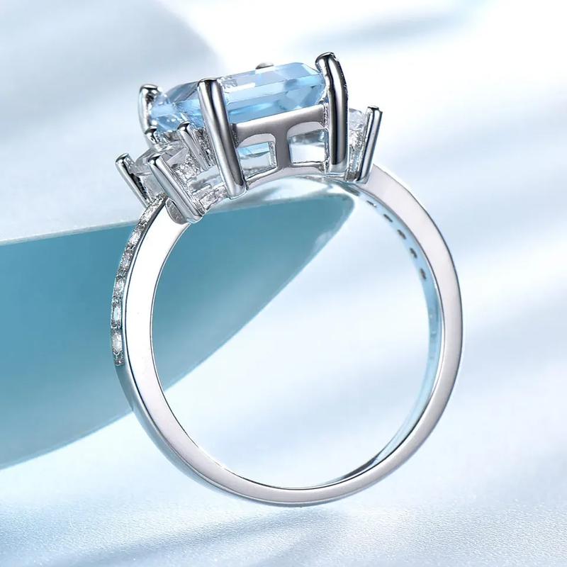 925 Sterling Silver Luxury Nano Sky Blue Topaz Gemstone Ring For Women Birthday Party Anniversary Fine Jewelry Gift Accessorie