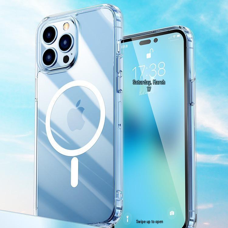 Transparent Magnetic Two-in-One Drop-Proof Protective Case for iPhone 15/14 Pro Max
