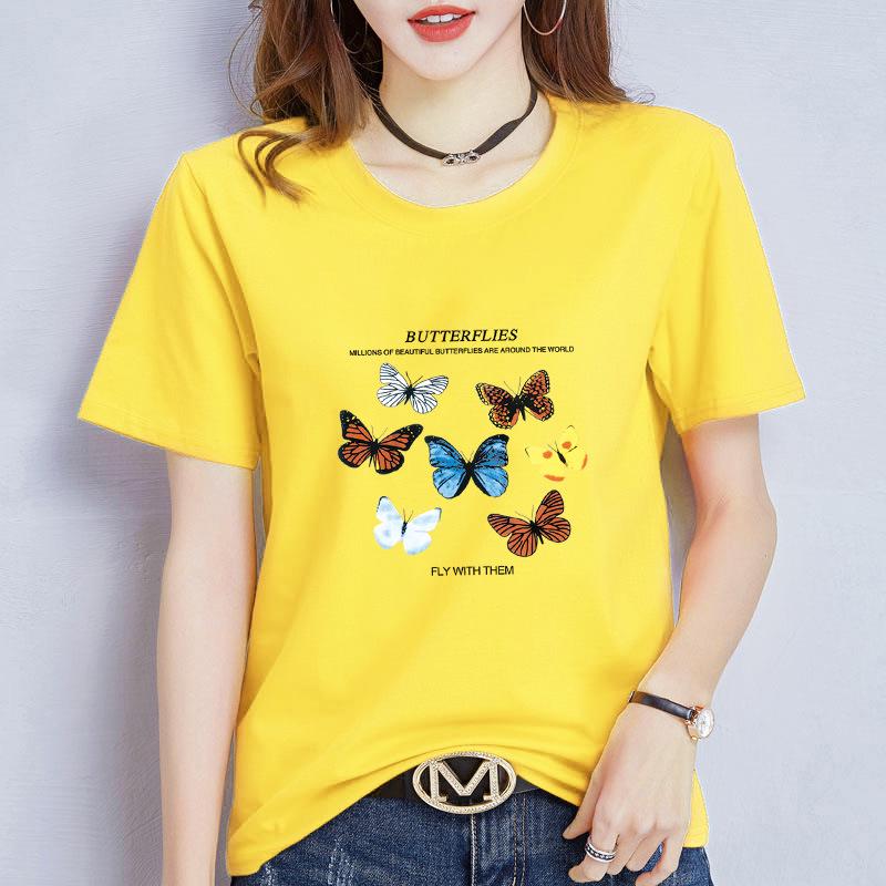 

В наличии: Летняя свободная футболка с круглым вырезом, принтом и коротким рукавом, женская, в корейском стиле XXL жёлтый