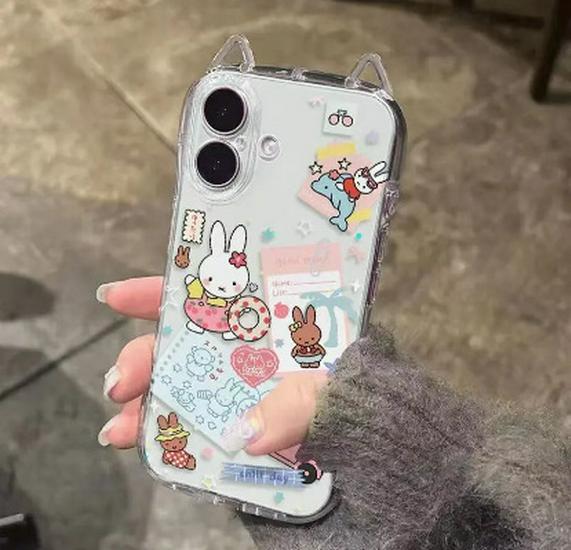 

Miffy Bunny Cat Ears Case for Apple 17PRO161513promax 12, Trendy Ins Style iPhone 12