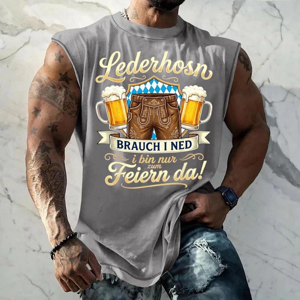 Męski Tank Top Bez Rękawów Luźny Krój Codzienny Streetwear Letnia Koszulka na Mięśnie Graficzny Nadruk Festiwal Piwa Codzienny Ubiór