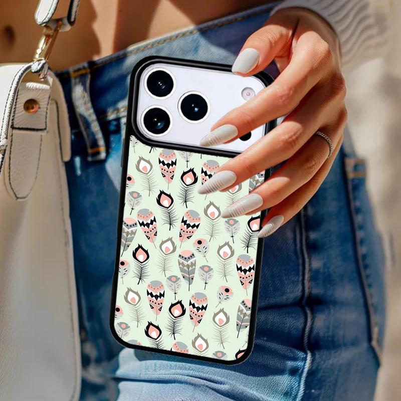 Aquarell Feder Muster Design Handyhülle Für iPhone 17 Air 14 15 13 12 Max Hülle Für Apple 16e 11 Pro Max Plus Coque