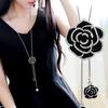 Rose Sweater Chain Long Necklace Female, Retro Dripping Flower Pendant Fashion Clothing Accessories