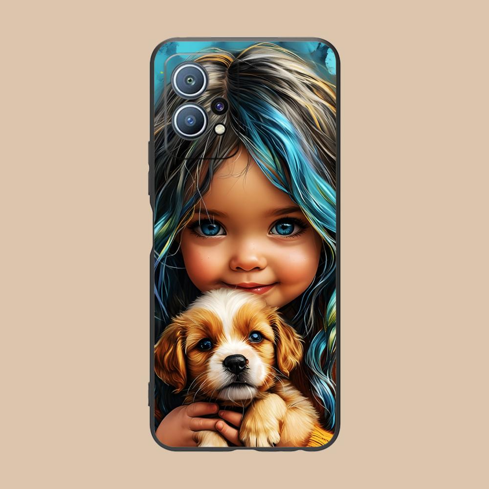 Girl Dog Puppy Matte TPU Mobile Phone Case for Huawei P60 P50 P40 P30 P20 P10 P9 P8 Pro Lite Plus Colorful Printing Cover