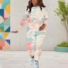 Women Plus Size Round Neck Long Sleeve Printed Fitted Pants Two Piece Set