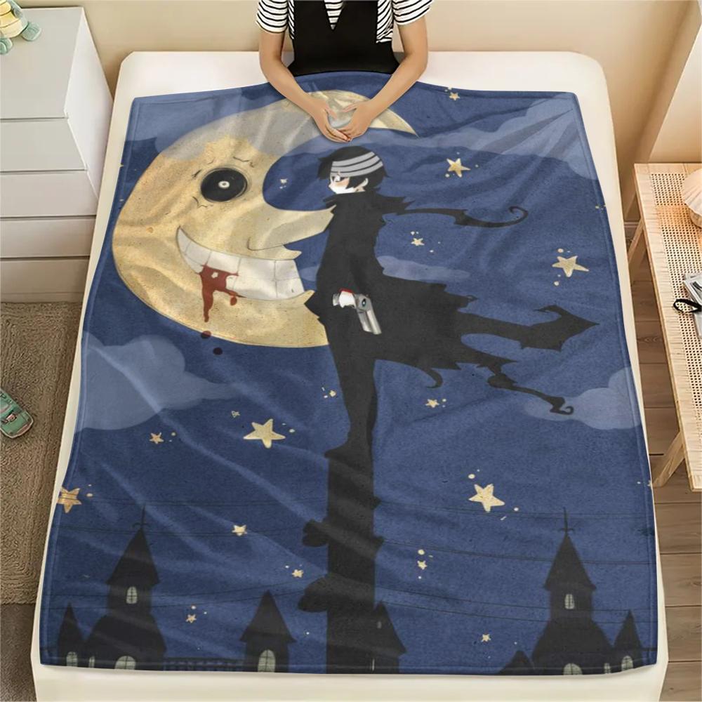 1PC Soul Eater Print Flannel Blanket, High quality Comfortable for All Seasons, Home Decor, Warmth and Comfort, Perfect for Christmas Gifts172