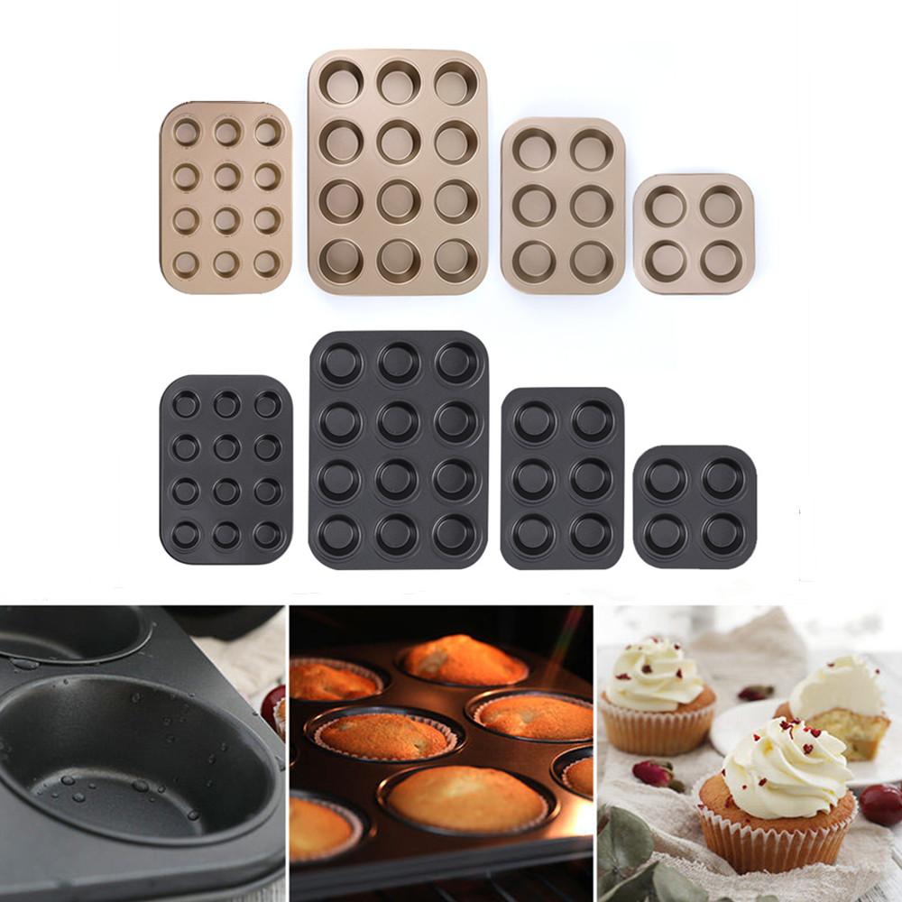 4/6/9/12Holes DIY Non-Stick Cake Pan Bakeware Muffin Cupcake Mold Baking Dish Carbon Steel Kitchen Oven Trays Pastry Tool