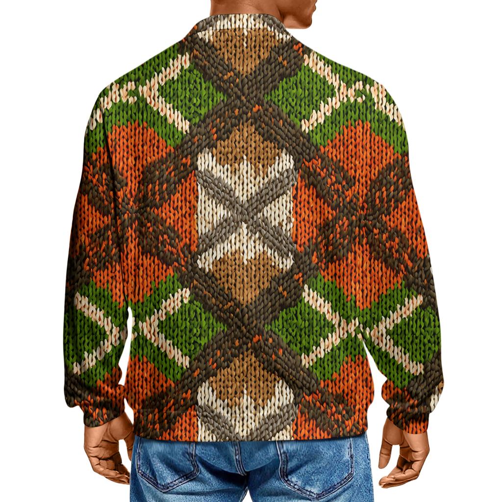 Pánské ležérní pletené základní triko s dlouhým rukávem a límečkem