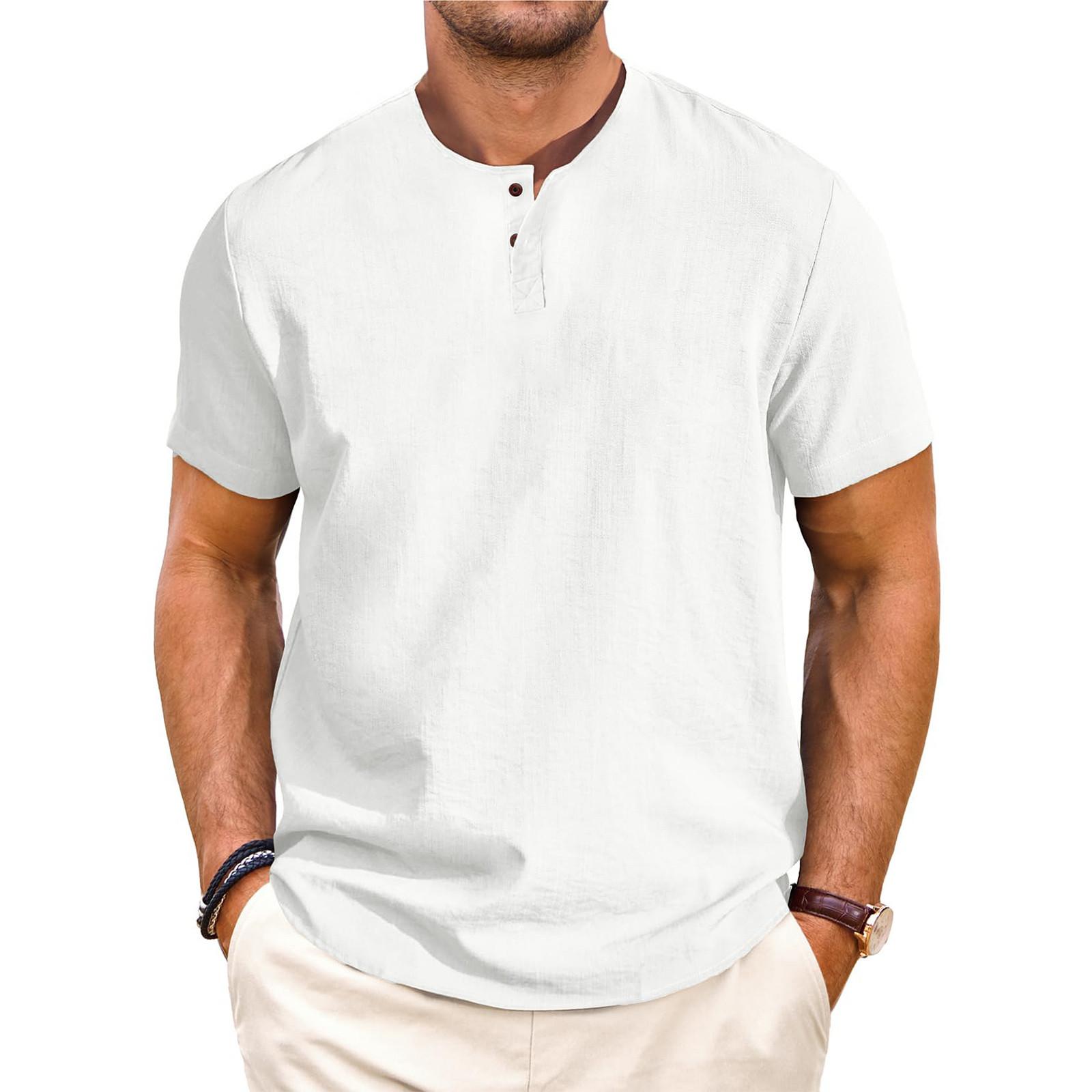 

Дизайнерские весенне-летние мужские повседневные рубашки из хлопка и льна, однотонные рубашки с короткими рукавами, свободные рубашки XL белый