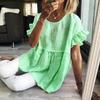 2026 New Women's Summer Solid Color Round Neck Short Sleeve Ruched Top T-Shirt