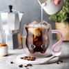 ecooe Double Wall Glass Cute 280ml Condensation Free Cat Double Wall Glass Cup Birthday Gift for Women Borosilicate Heat Resistant Glass Cup Stylish