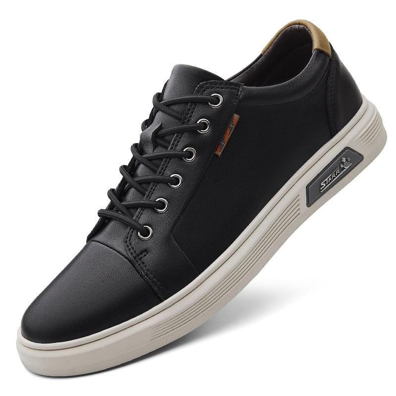 

Модная мужская обувь из натуральной кожи, повседневная модная обувь для ходьбы, удобные легкие кеды для мужчин, дышащие мужские лоферы 44 чёрный