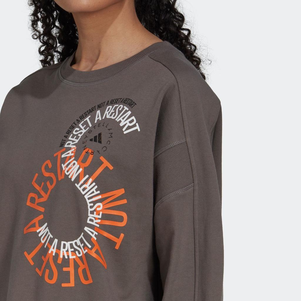 Adidas X Stella McCartney Co-Branded Logo Print Crew Neck Long Sleeve Sweatshirt Women Tops Brown IB5889