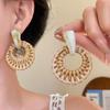 Beach Jewelry Bohemian Drop Earrings Round Geometric Earrings Retro Rattan Weave Earrings  Party