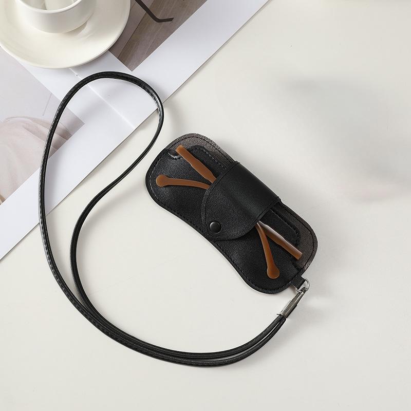 Street Trendy Sunglasses Storage Bag Hanging Neck PU Leather Glasses Bag Outdoor Portable Protective Bag Ladies' Fashion Items