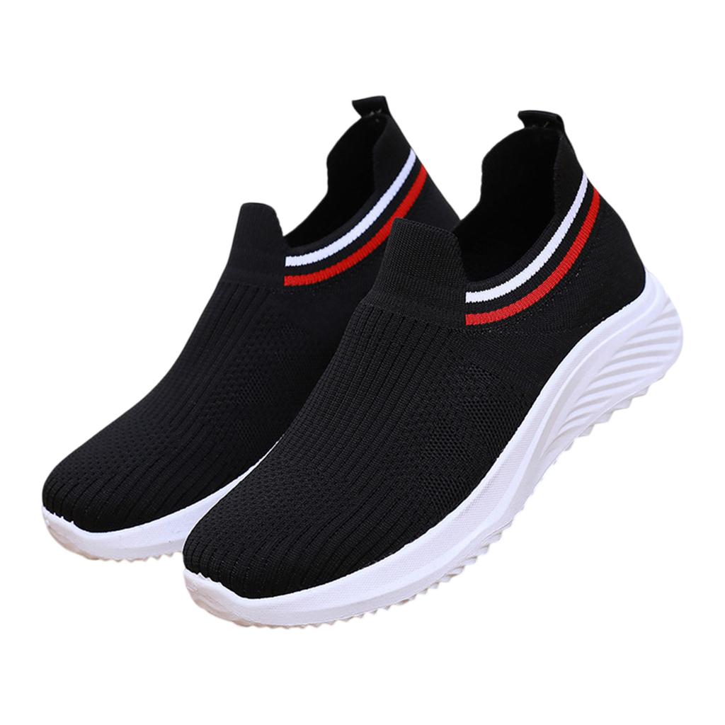 Lightweight Slip-On Knit Sneakers for Women Breathable Casual Athletic Shoes Flexible Sole Comfortable Fit