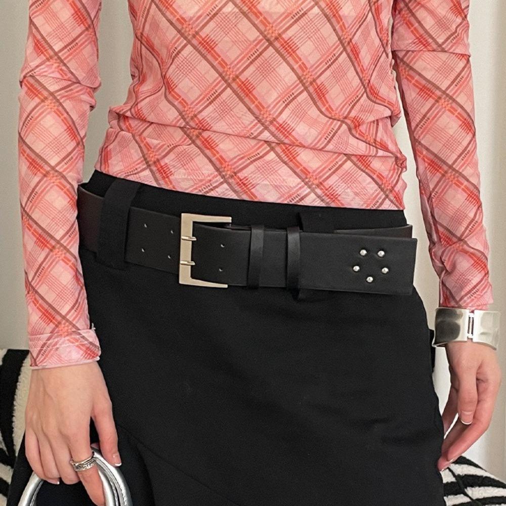 Korean Wide Waist Belt Black White Dress Jeans Belt Ins Style Women's Belt  Streetwear