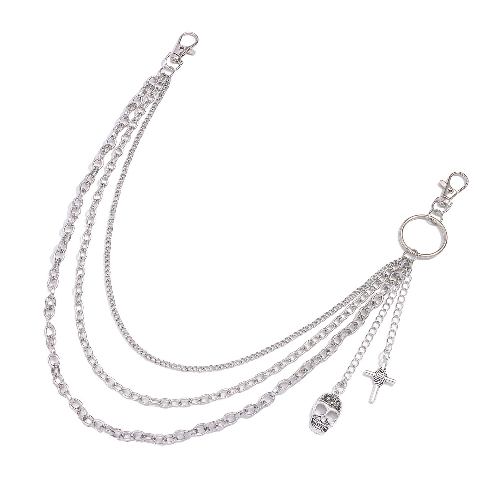 

Металлическая цепочка на талию в виде черепа, блестящая металлическая цепочка для брюк, подвеска-шарм для девочки, модный декор для талии, взрослая цепочка для брюк