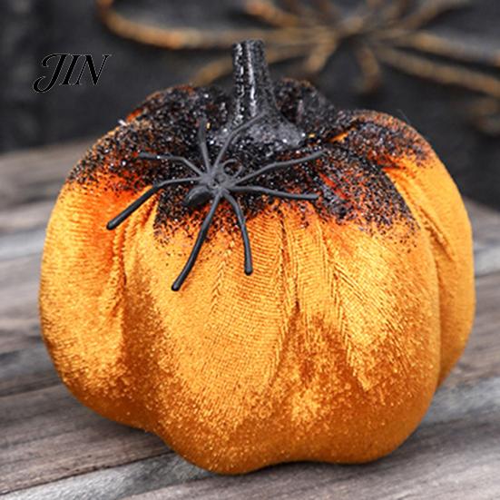 Holiday Showcase Decorations Halloween Pumpkin Spider Ornaments, Spooky Tabletop Decoration, Glitter Decor Glittering for Home Party Retro Fall