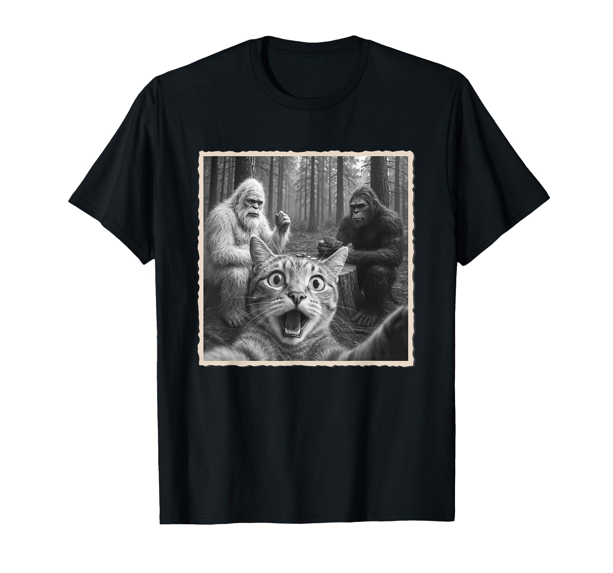 

Yeti Bigfoot Cat Selfie Funny Scary Cat & T-Shirt чёрный