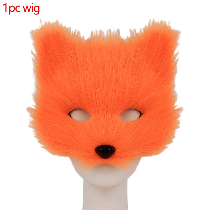 Halloween Half Face Plush Mask Artificial Fox Mask Supplies Horror Cosplay Props Carnival Cos Unisex Colorful Fox Mask For Gifts