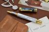 Xezo Maestro Oceanic Origins Iridescent White and Blue Paua Shell Rollerball individually 18K platinum No two pens are Mother-of-Pearl Pen, numbered.