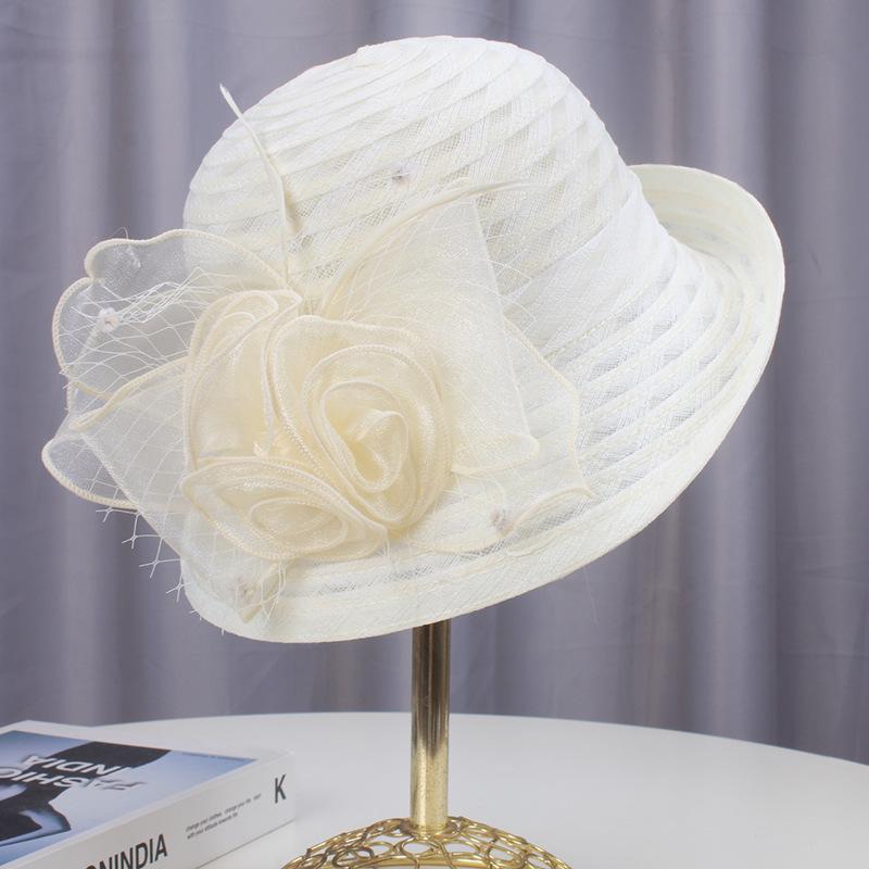 Elegant Women's Summer Sun Hat with Lace & Mesh Detail - Vintage-Inspired, UV Protection, Perfect for Outdoor Activities