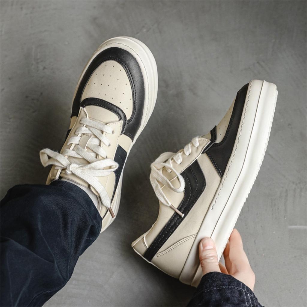 New men's shoes black and white high street board shoes men's design sense splicing platform sports casual white shoes men's X178