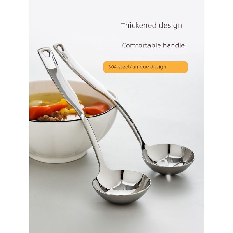 Soup Spoon For Home 304 Stainless Steel Spoon Colander Long Handle Hot Pot Spoon Spoon for Soup Serving Suit Spoon Large Size Soup Spoon