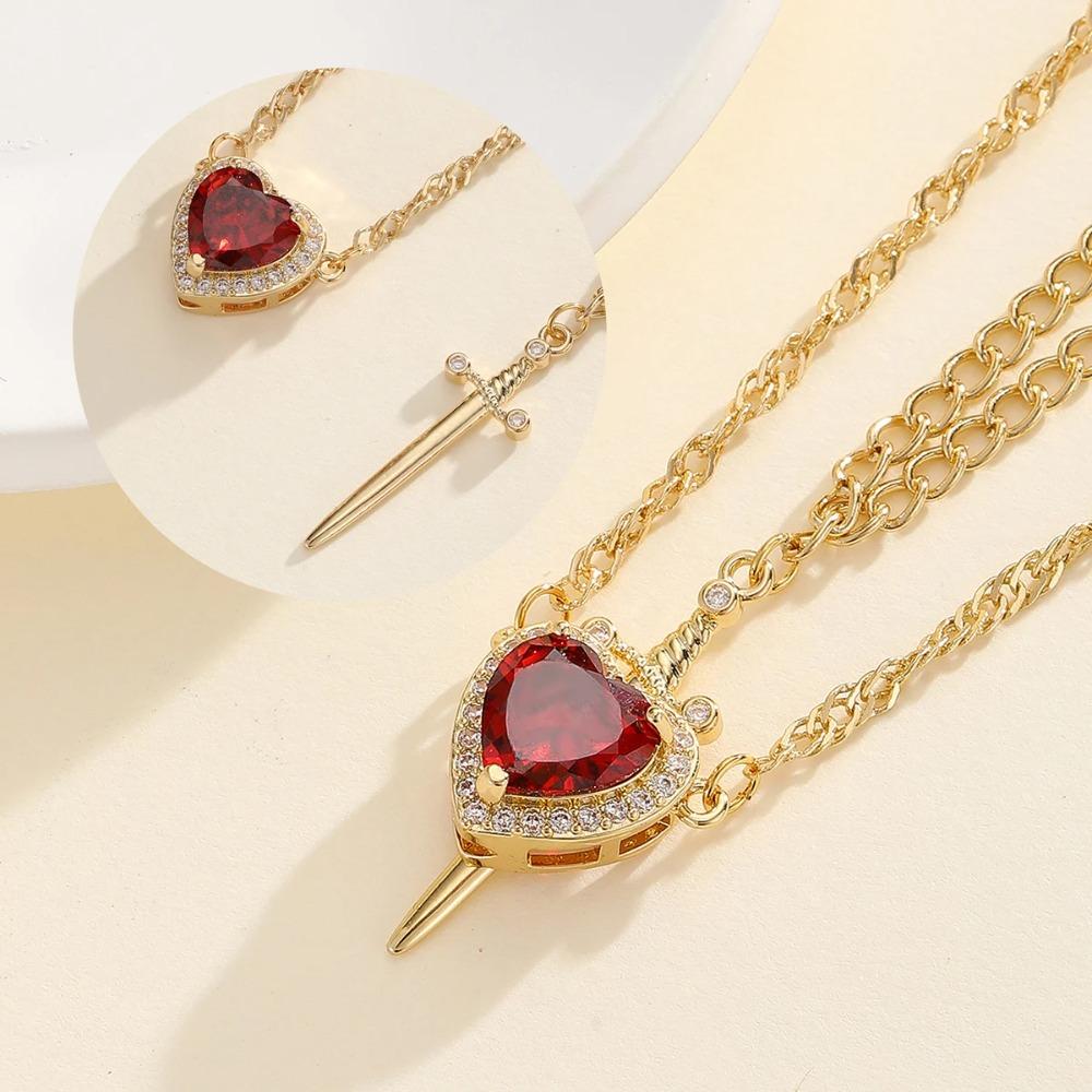Królewna Śnieżka i Łowca Naszyjnik dla pary Wisiorek serce i miecz dla kobiet Romantyczna walentynkowa biżuteria na prezent