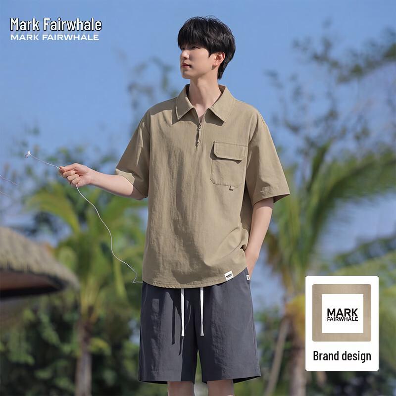 Mark Fairwhale Men s Ice Silk Breathable Polo & Shorts Set M