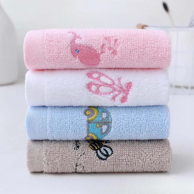 1/4pcs Pure Cotton Small Square Towel 25*25cm Cartoon Embroidery Baby Hook Towel Children Face Towel Gift Customization