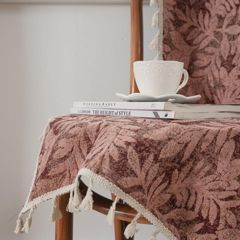 American Cotton Linen Curtains Red Holiday Jacquard Fringe Curtain Finished Kitchen Valance Bedroom Living Room Semi-shading