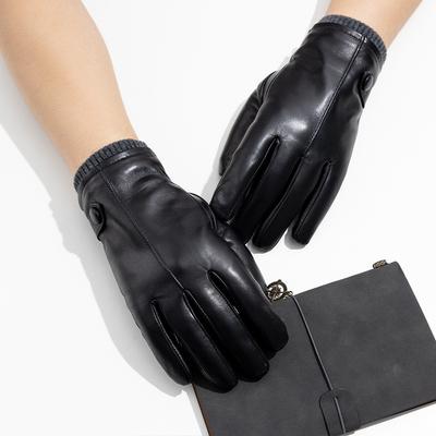 Thick Genuine Leather Gloves for Men Warm Driving and Riding Sheepskin Gloves Winter Fleece and Thickened Motorcycle