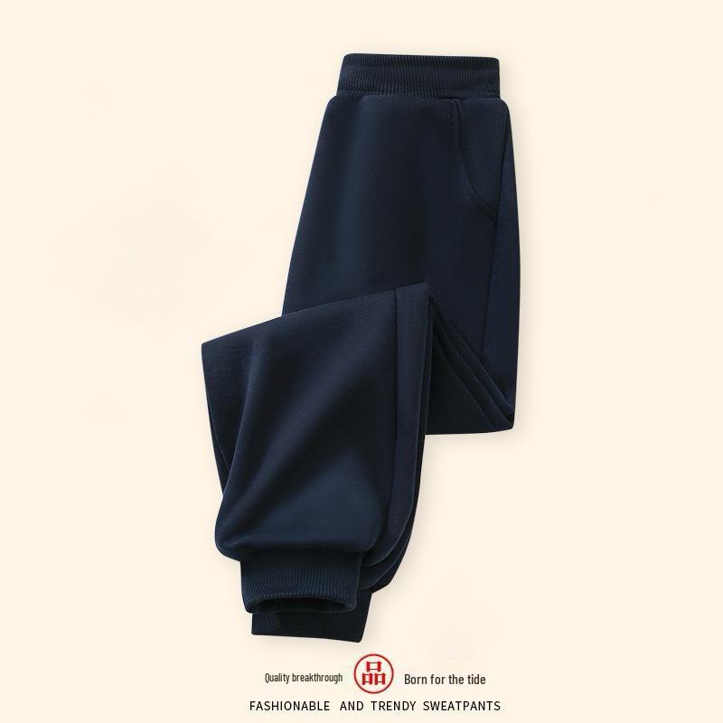 2025 Stylish Boys' and Girls' Solid Color Sweatpants with Ribbed Cuffs for Autumn and Winter