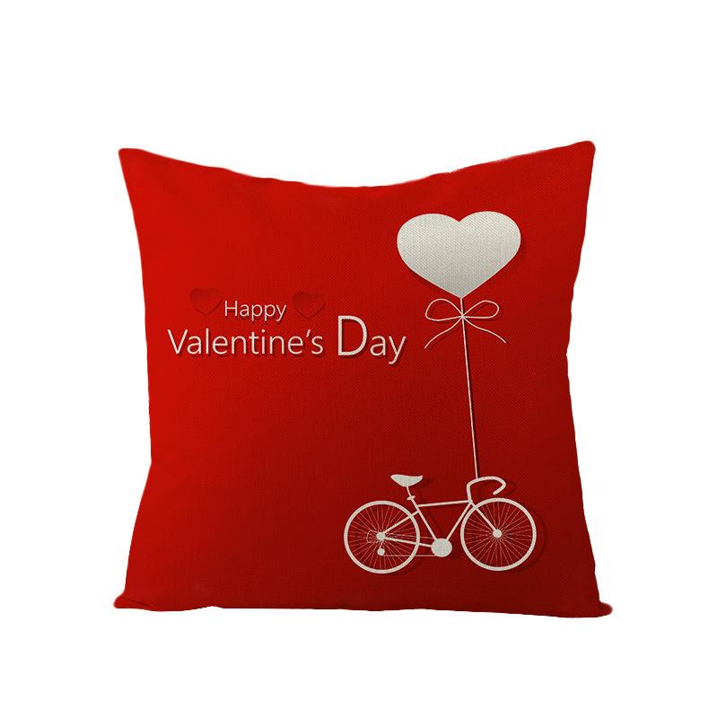 Home Pillowcase Valentine's Day Red Heart Print Series Polyester Pillowcase Cushion Cover