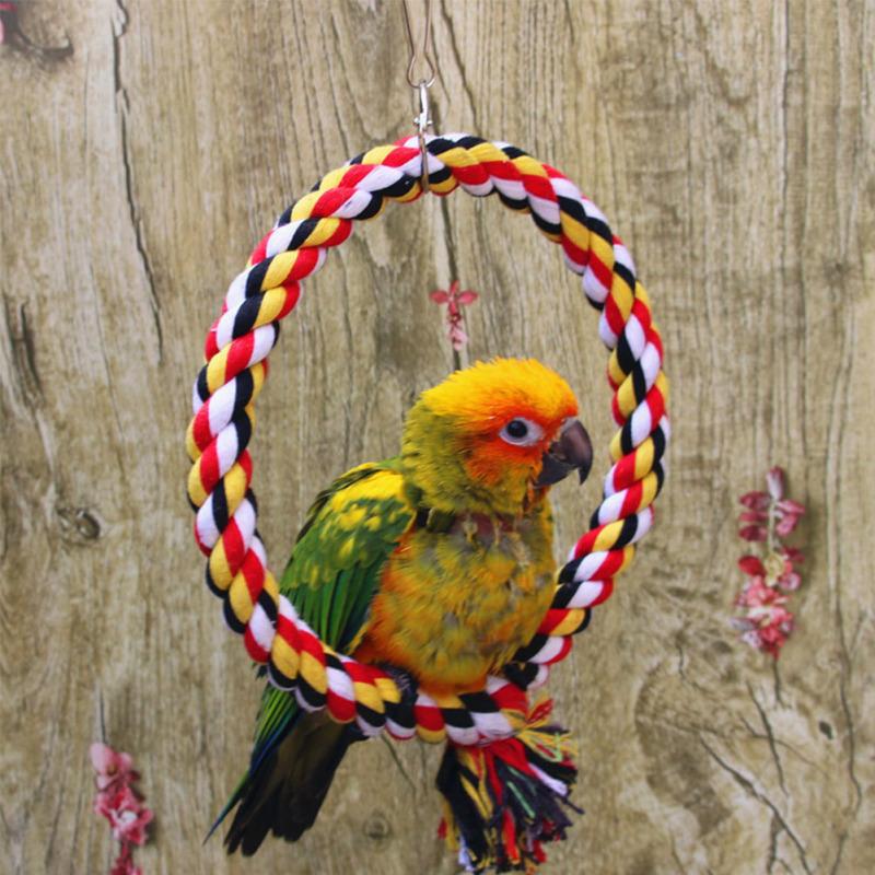 Runder Aufhängring Kletterfest Beißfest Baumwollseil Schaukelspielzeug für Haustiervogel Papagei