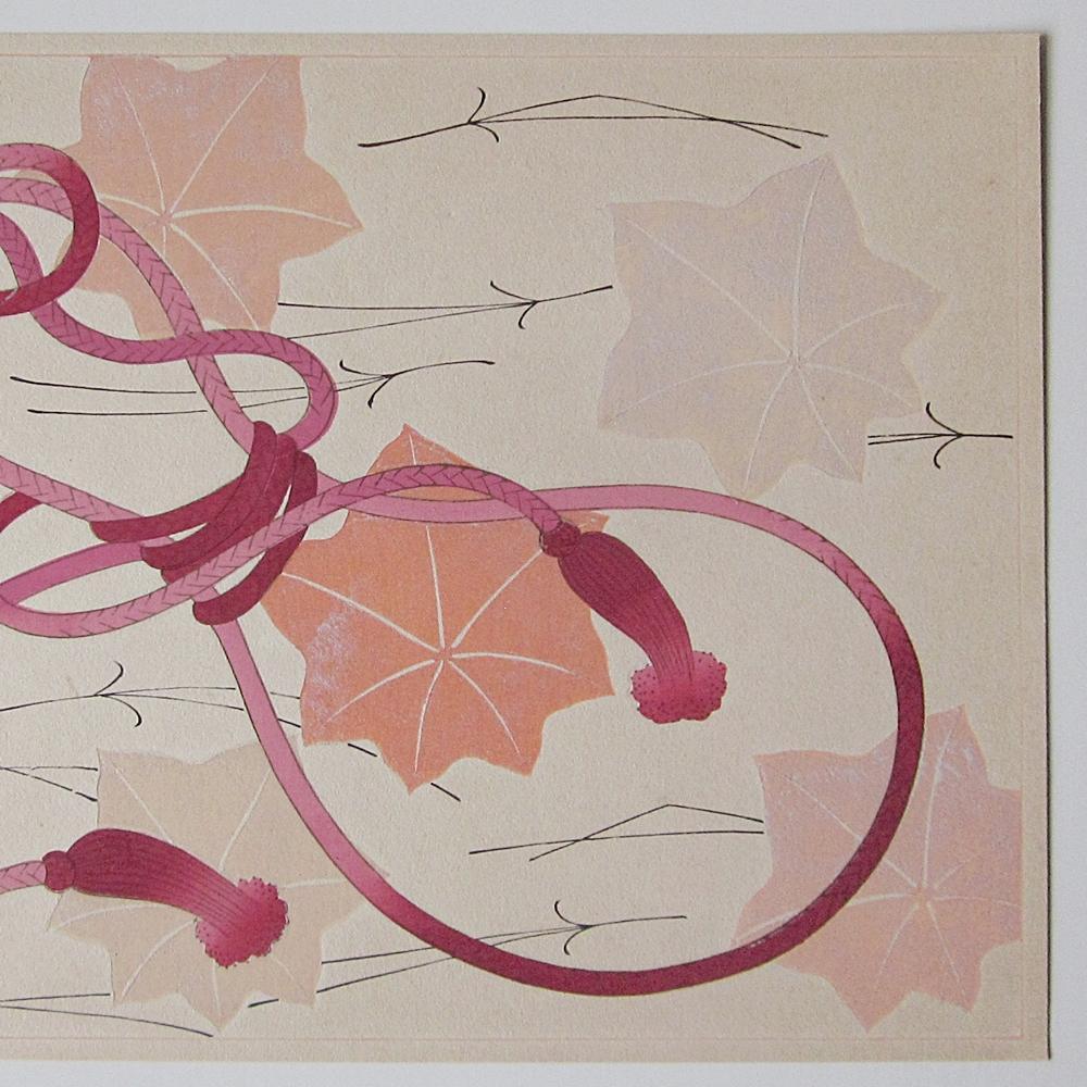 [USED] Woodblock print, knot pattern, maple leaves