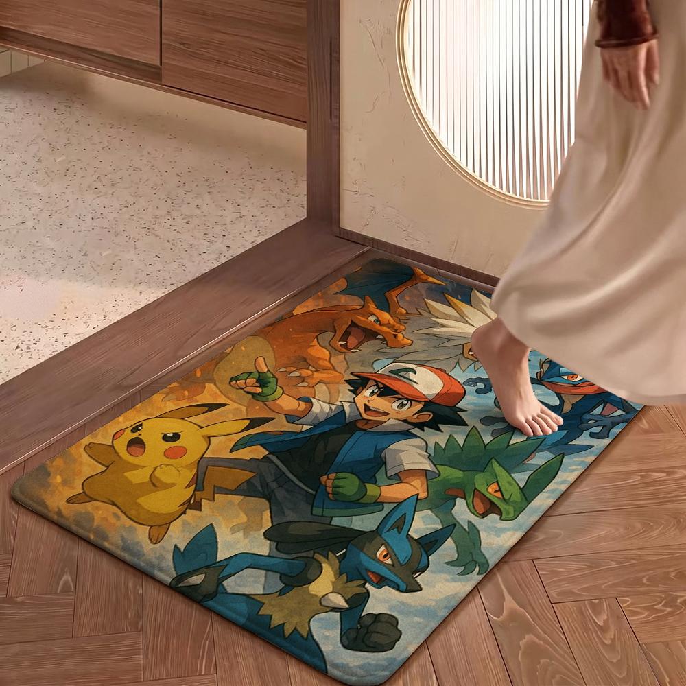 Pikachu Unleashes Rectangular Rug Thick Nonslip Carpet For Gaming Room Play Area Home Party Decor Gift For Friends