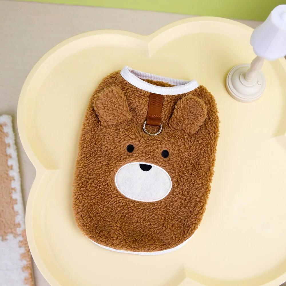 

Dog Apparel Bear Pattern Winter Puppy Clothes Warm Sleeveless Dog Vest Thickened Comfortable Pet Winter Coat Outdoor Use XS коричневий