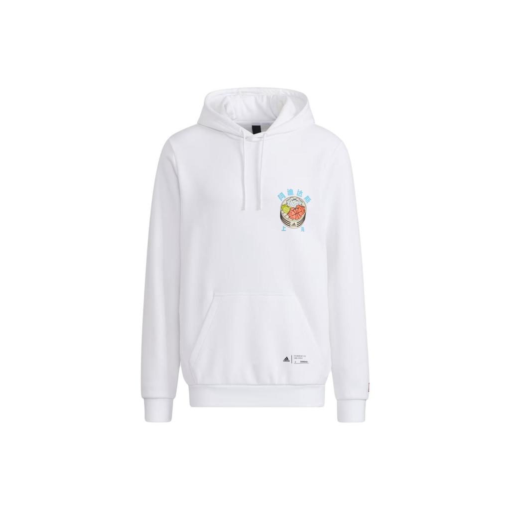 Adidas Shanghai Logo Print Hoodie Men Tops White HG0631