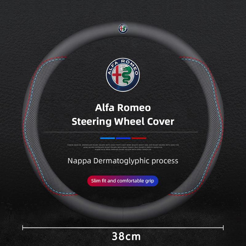 EOMY5 Car Leather Steering Wheel Cover Breathable Non Slip Protect Hood For Alfa Romeo Giulietta Mito 159 Giulia Stelvio 156 147 Brera