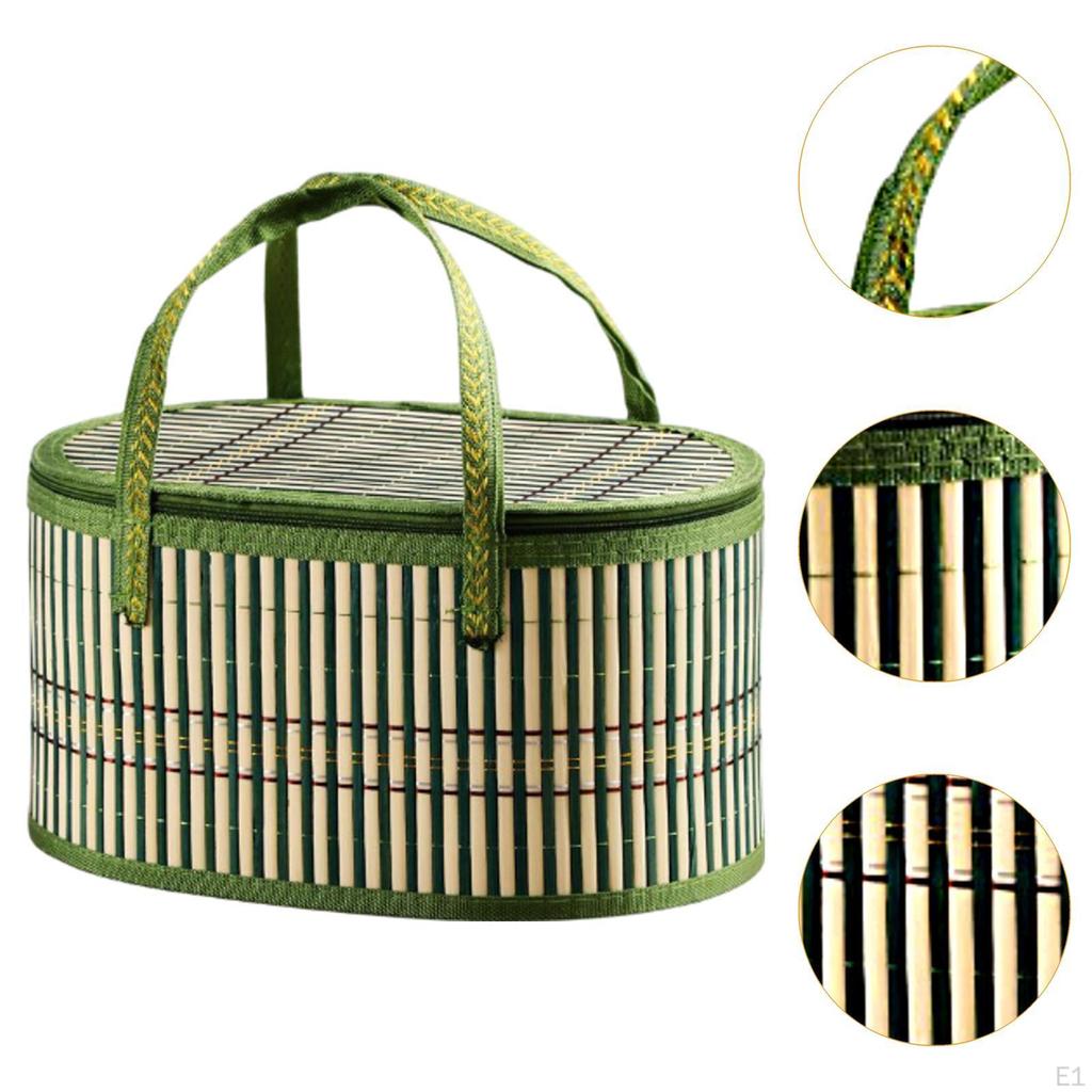 Kosz bambusowy do przechowywania żywności z uchwytami, idealne prezenty i na przyjęcia