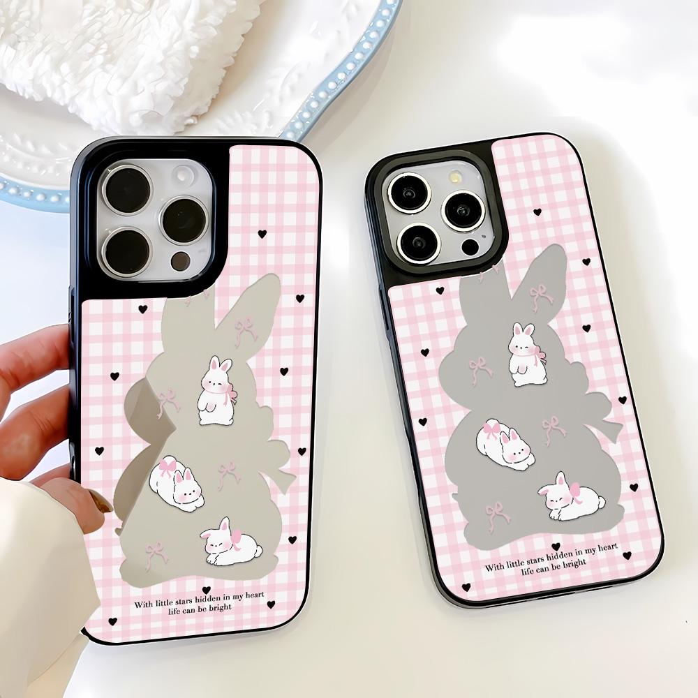 Mirror Phone Case for iPhone 15 11 13 14 for 15 16 Pro Max 12 13 16 Pro Cloud Flower and Animal Cute Style Phone Case
